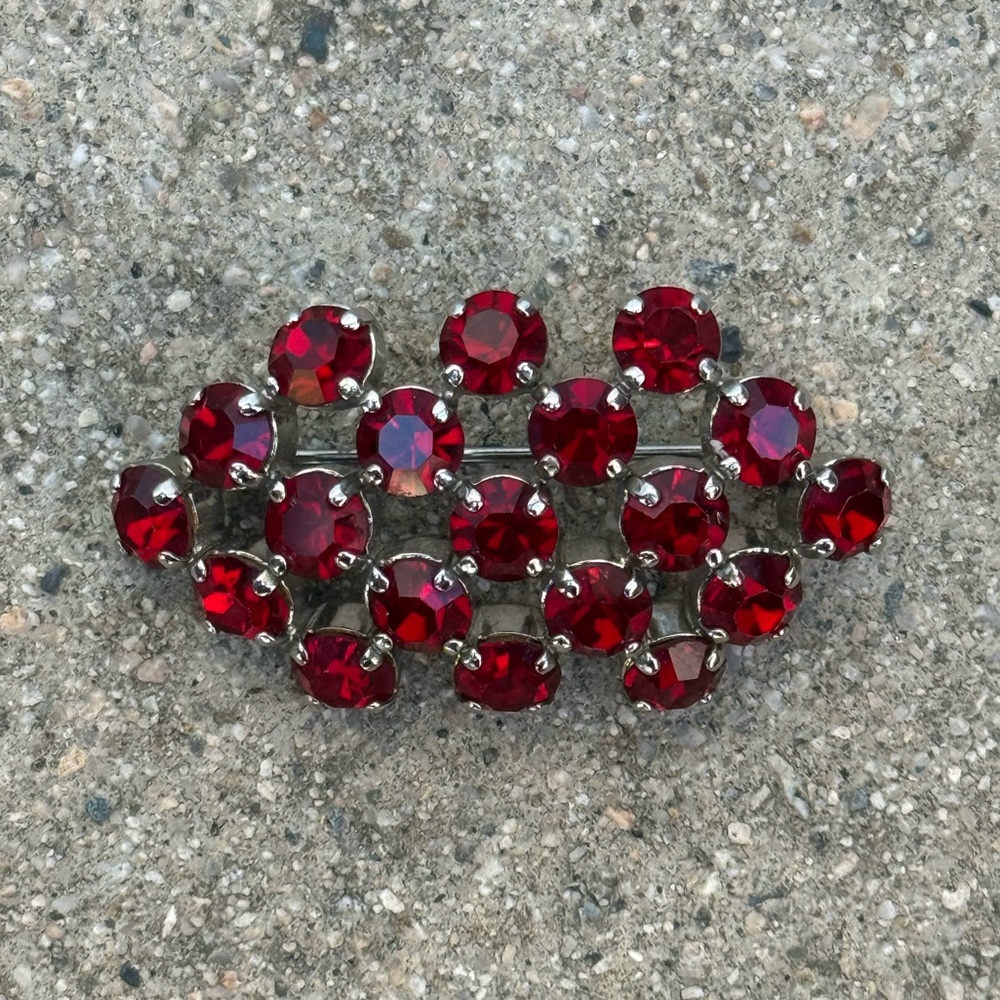 Bundle 3 for 50% off 1950s Red Rhinestone Pin Brooch